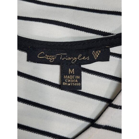 City Triangles Y2K Striped Sleeveless Dress With Pom-Pom Hem Size Medium - Picture 6 of 7